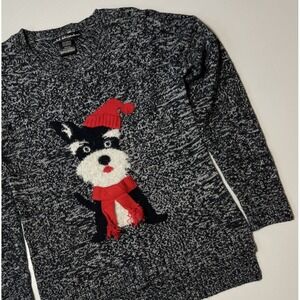 United States Sweaters Christmas Holiday Dog Sweater Marled Black White Small